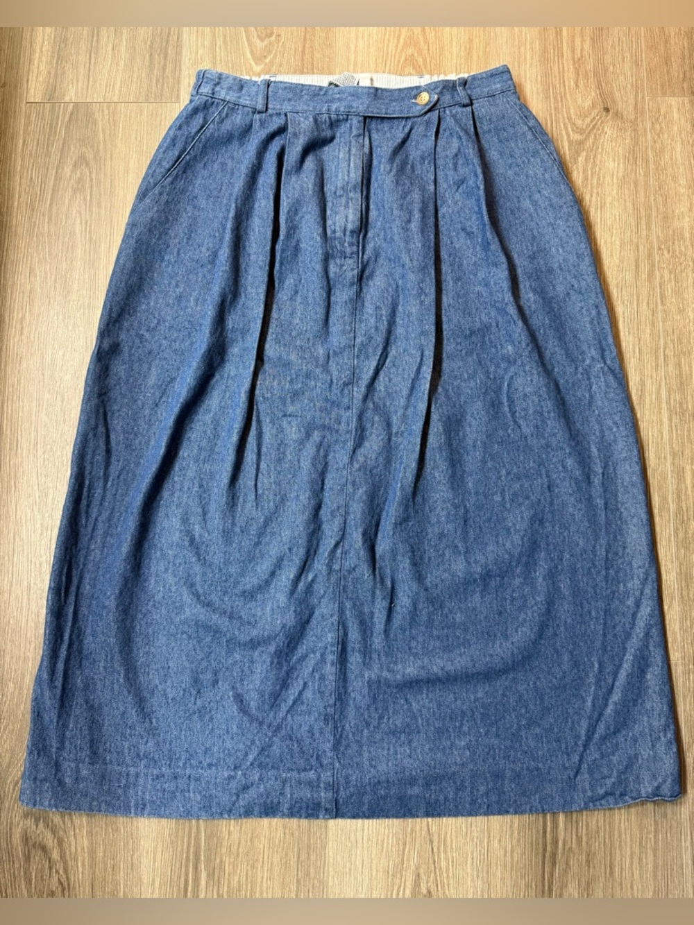 Talbots Vintage Denim Maxi Skirt High Waist Pleated A-Line Cottagecore Prairie